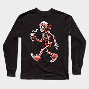 Skeleton Walking with Coffee -  Perfect for Walking Long Sleeve T-Shirt